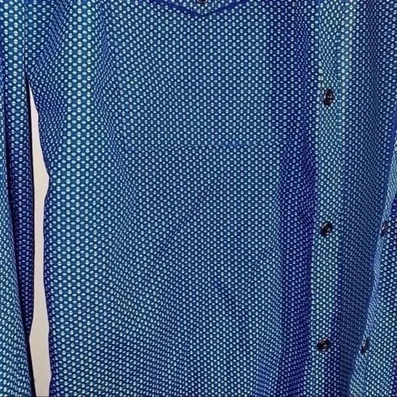 Express men’s blue printed button front dress shirt long sleeve Medium 15.5 - Picture 4 of 5